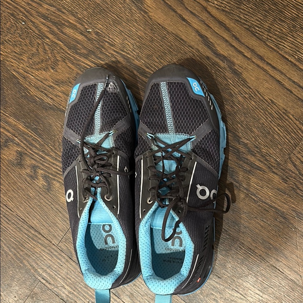 On Running Black and Blue Athletic Shoes